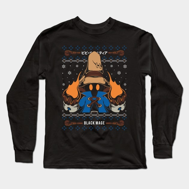 Vivi Ornitier Black Mage Christmas Long Sleeve T-Shirt by Alundrart